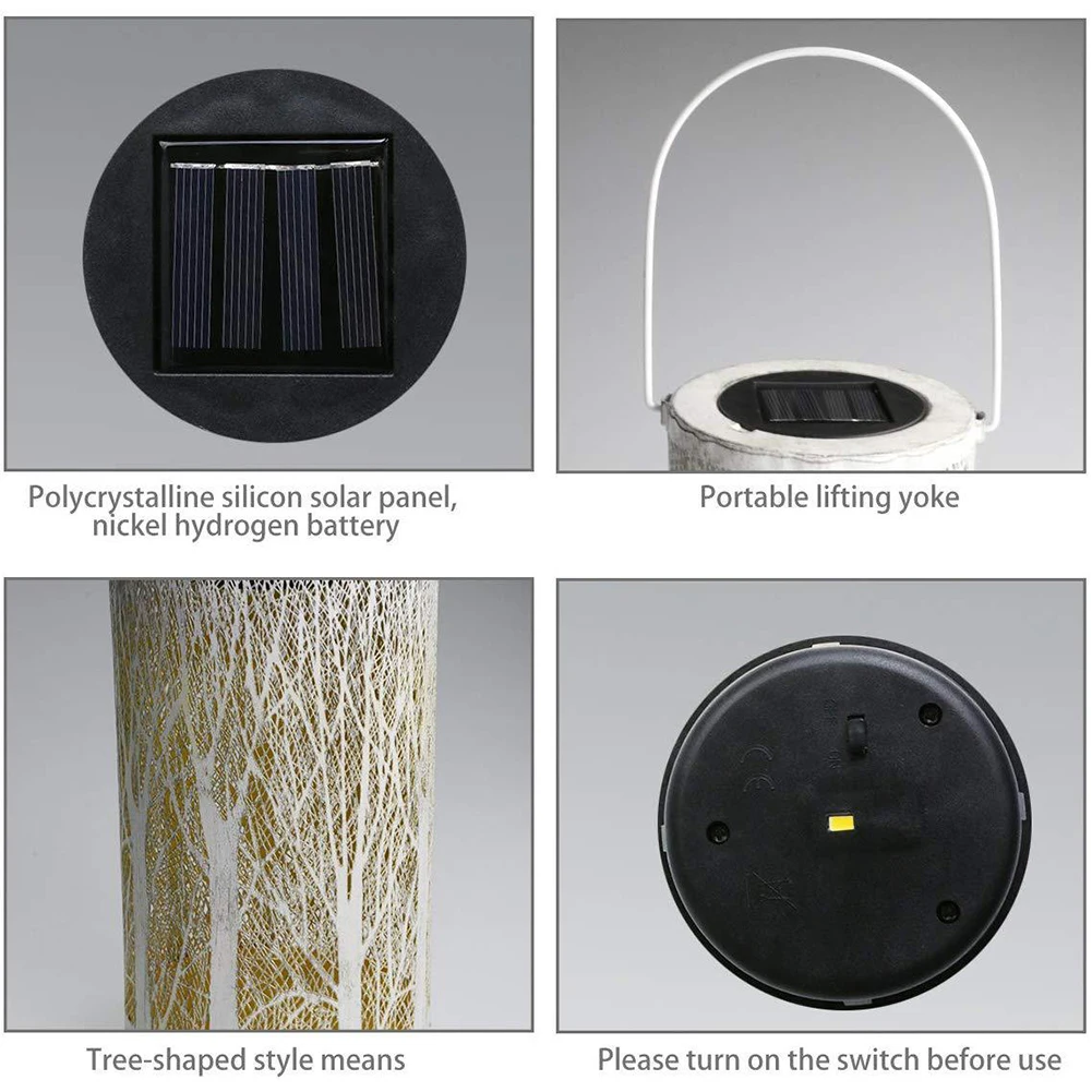 

2V Solar Lantern Outdoor Lights Hanging Garden Lantern Cylindrical Table Lamp Night Light Warm Lighting for Walkway Garden Lawn