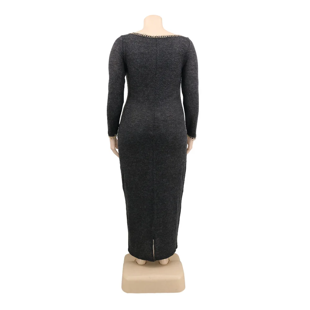 

New Fashion Women's Autumn Winter Warm Dresses 2021Villus Sweatshirts Dress Female Slash Neck Plus Size Vestidos Pullover XL-5XL