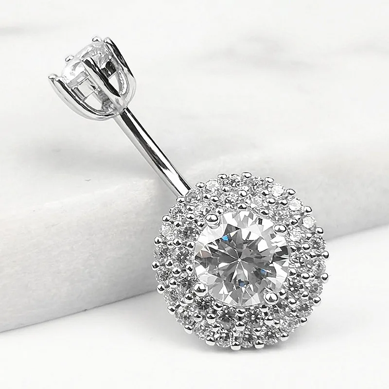 Женское серебряное кольцо для пупка с фианитом|Украшения волос броши и украшения