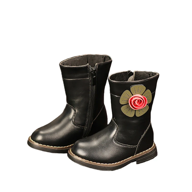 

Dolakids Winter children Martin boots Baby non-slip soft sole girl's fashion floral midboot side zipper