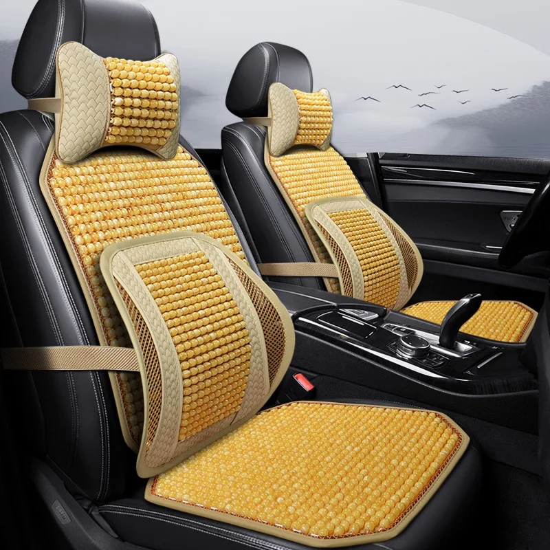 Resin Jade Beads Car Seat Cushion Breathable Massage Driving Cooling Pad Leaflet General Summer | Автомобили и мотоциклы