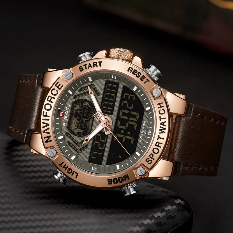 Часы наручные Naviforce мужские Роскошные с двойным дисплеем 2019|Кварцевые часы| |