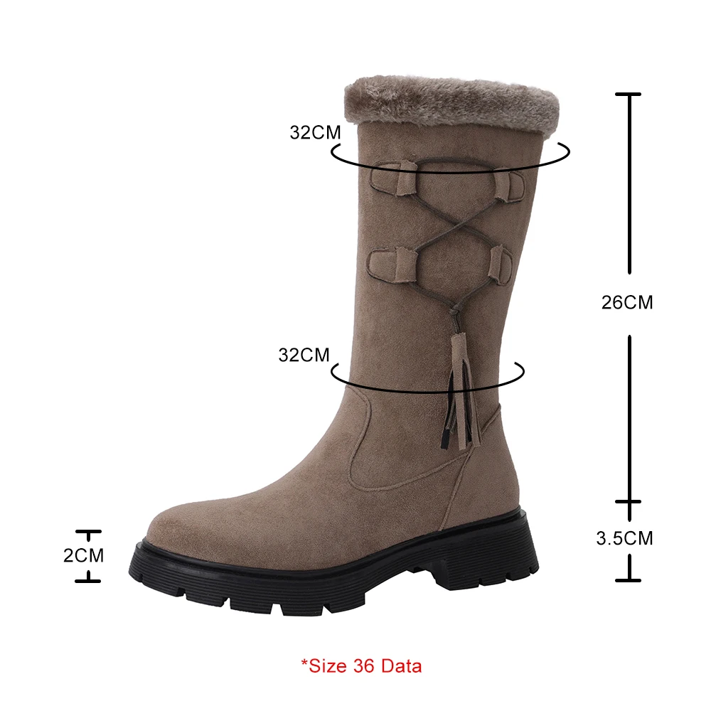 Женские зимние ботинки на меху высокие платформе сохраняющие тепло толстом