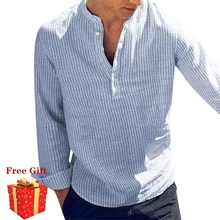 SIPERLARI New Fashion Spring Summer Casual Mens Shirt Cotton Long Sleeve Striped Slim Fit Stand Collar Shirt Male Clothes S-5XL