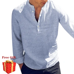siperlari new fashion spring summer casual mens shirt cotton long sleeve striped slim fit stand collar shirt male clothes s 5xl free global shipping