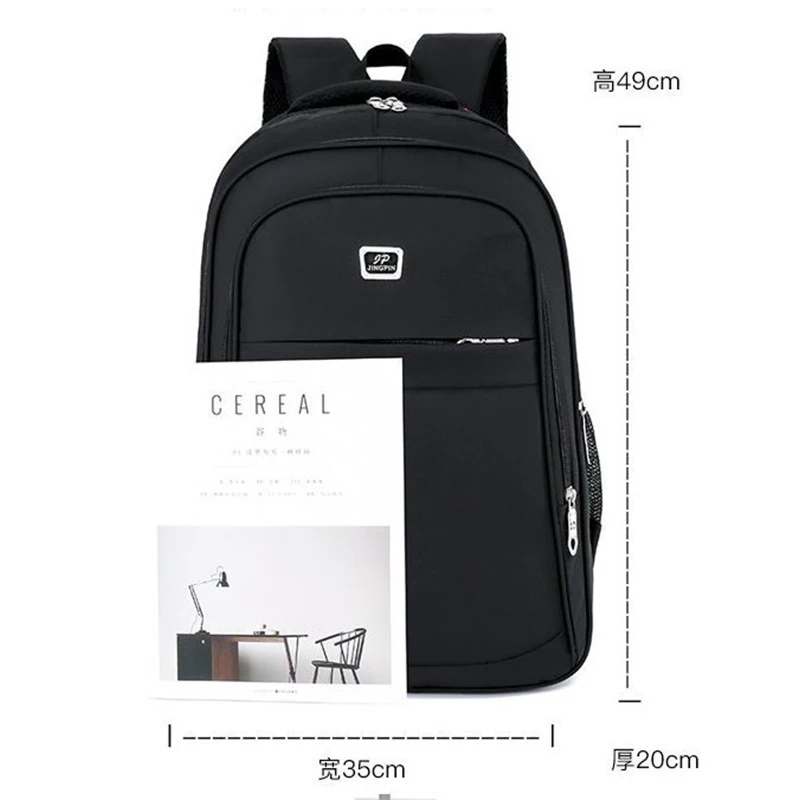 

Black Men Backpack Laptop 15.6 Inch Nylon Waterproof Large Capacity College Students High School Bag Pack Male