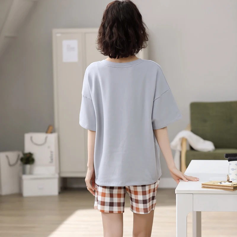 

Summer Women's Clothing Suit With Shorts Pajamas Set Woman 2 Pieces Cartoon Sleepwear