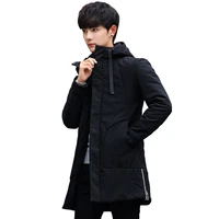 mens jacket korean style stylish mid length hooded thick cotton padded clothes mens autumnwinter new style slim fit cott