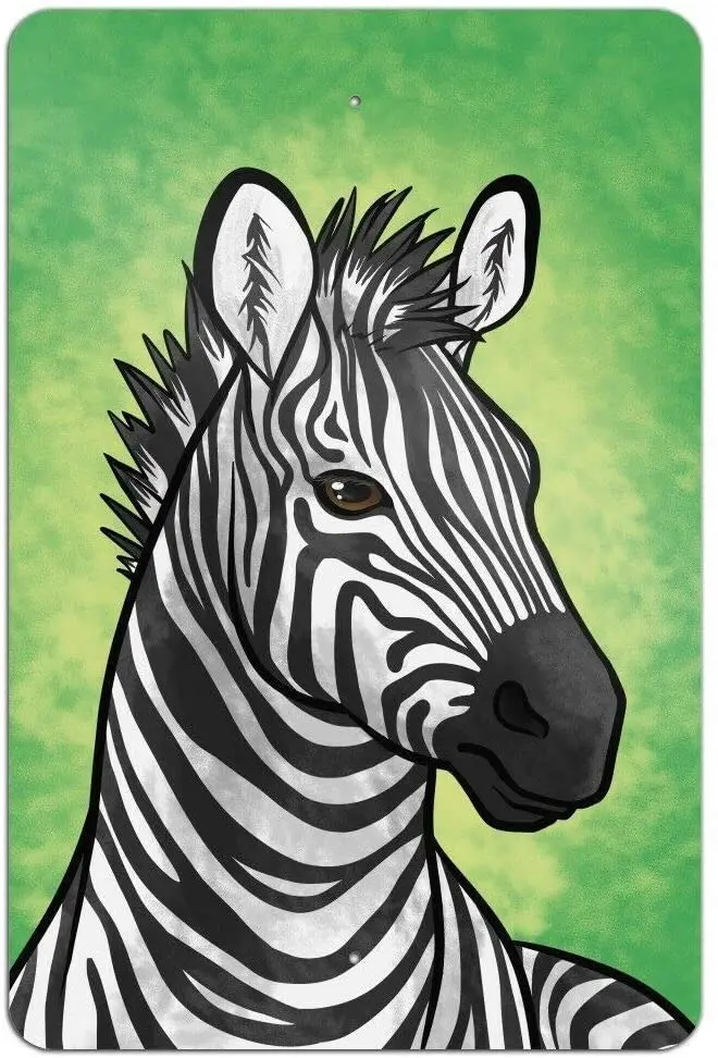 

Metal Tin Sign Zebra Face Pub Outdoor Bar Retro Poster Home Kitchen Restaurant Wall Decor Signs 12x8inch