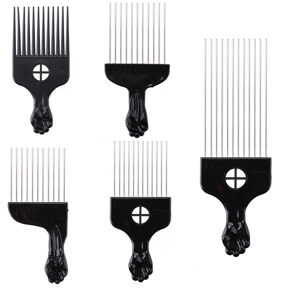 

Wide Teeth Salon Use Black Metal African American Pick Comb Insert Curly Hairbrush Afro Hair Comb For Hairdressing Styling Tool