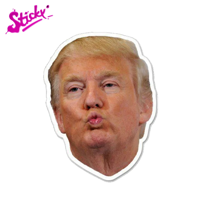 

STICKY Funny Donald Trump Kiss Face Car Sticker Decal Decor Motorcycle Off-road Laptop Trunk Guitar PVC Vinyl
