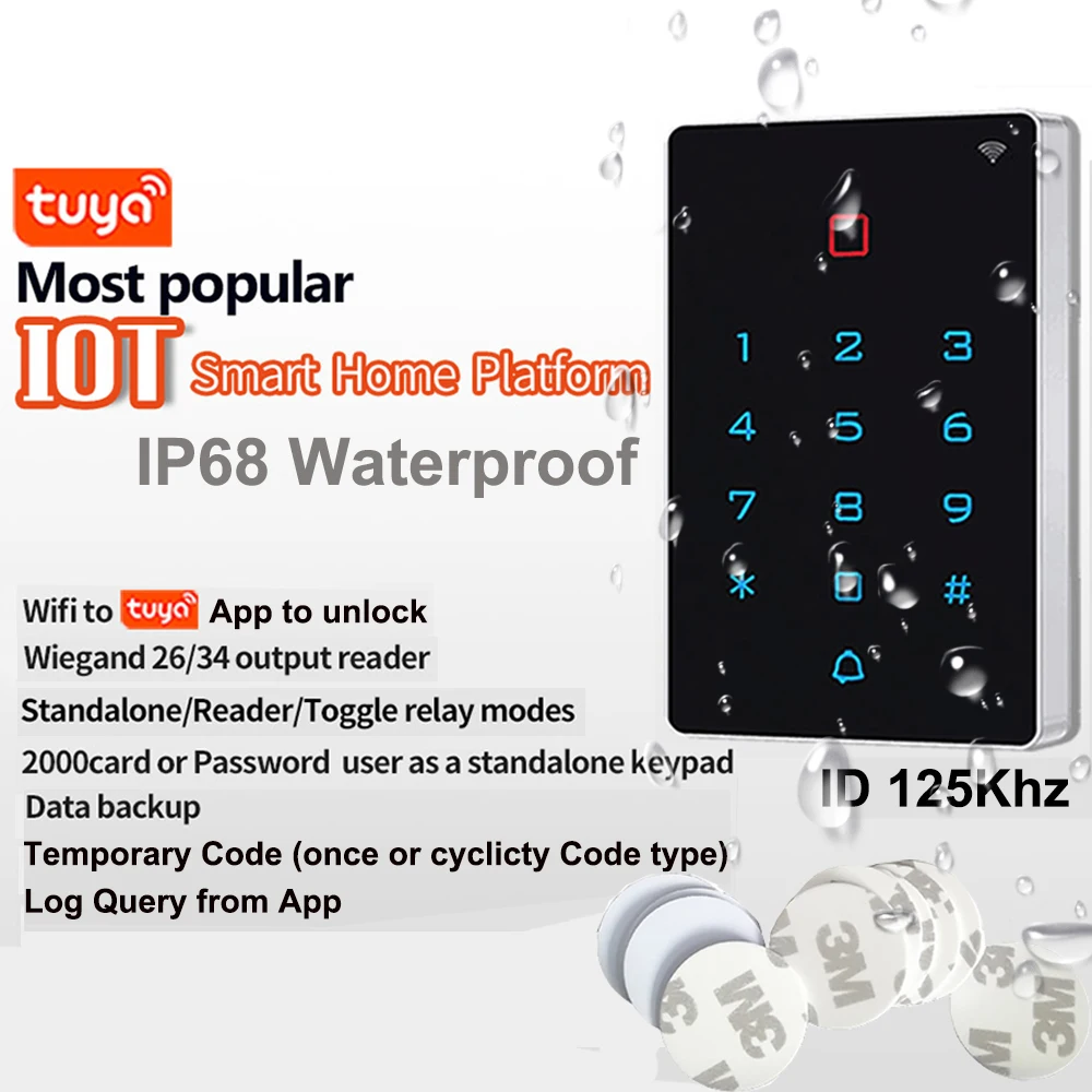 Tuya 125khz RFID Proximity Card Door Lock Opener Master Controller Waterproof Touch Keypad EM Access Control System | Безопасность и