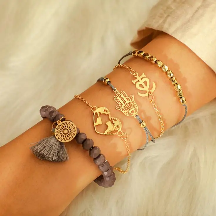 Очаровательные богемные браслеты с фламинго наборы для женщин пустотелая