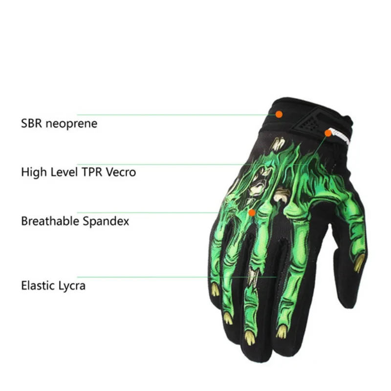

JUS 2020 Mens Cycling Biker Racing Motorcycle Mitten Polyester Skeleton Goth Skull Bone Full Finger Sport Gloves jeaz