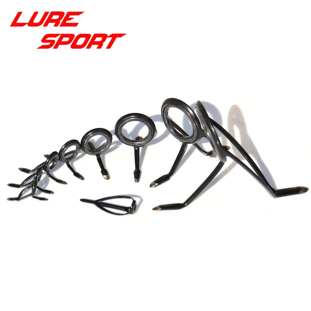 

LureSport 9pcs Guide set BKW30 guide MN6 Top Guide Black Steel frame sic ring guide Rod Building component Repair DIY Accessory