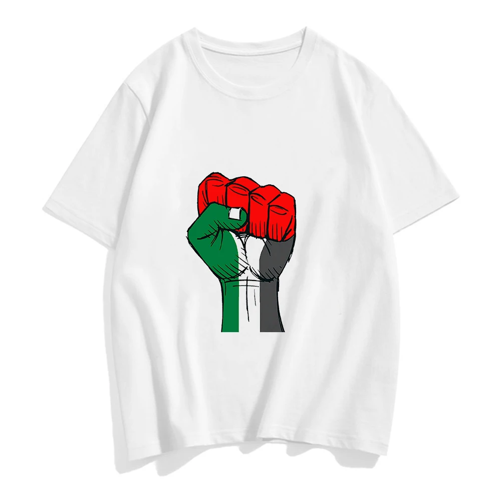 

Men's T-shirt Palestinian Free Flag Peace T Shirt Vintage Casual Men T-Shirt O-Neck Short Sleeved Man Tees White Tops Streetwear