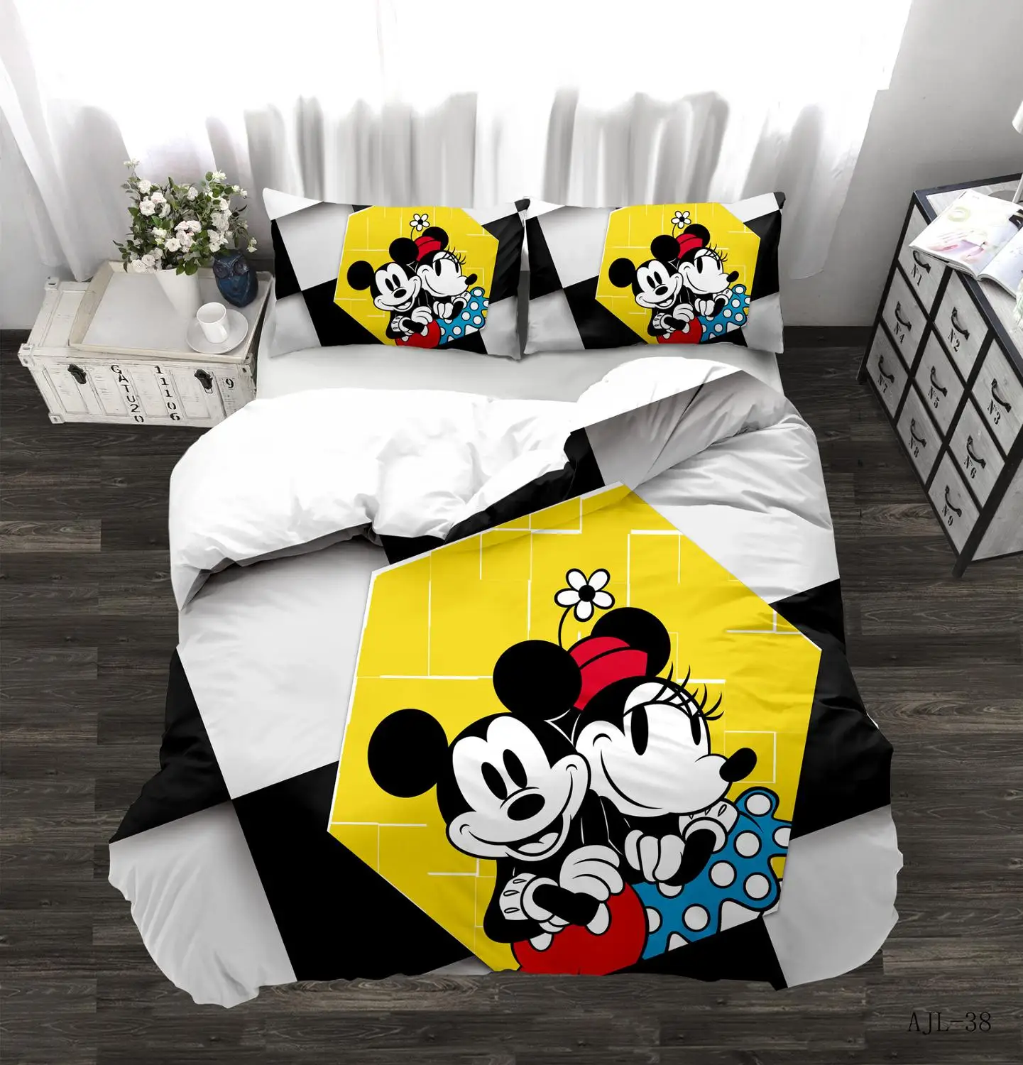Комплект постельного белья Disney Mickey Minnie с мультяшным рисунком пододеяльник