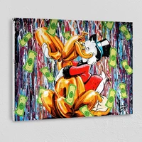 disney donald duck graffiti art posters and prints money street art paintings on the wall art canvas pictures home decor cuadros