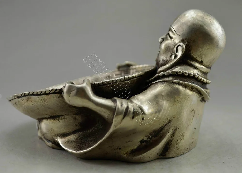 Collection Antique White Copper Silver Carved Buddha ashtray creative handicraft ornaments | Дом и сад