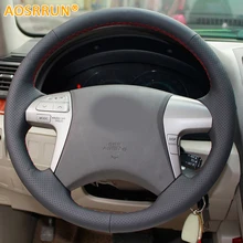 Leather Hand stitched Car Steering Wheel Cover For Toyota Highlander Camry 2007 2008 2009 2010 2011