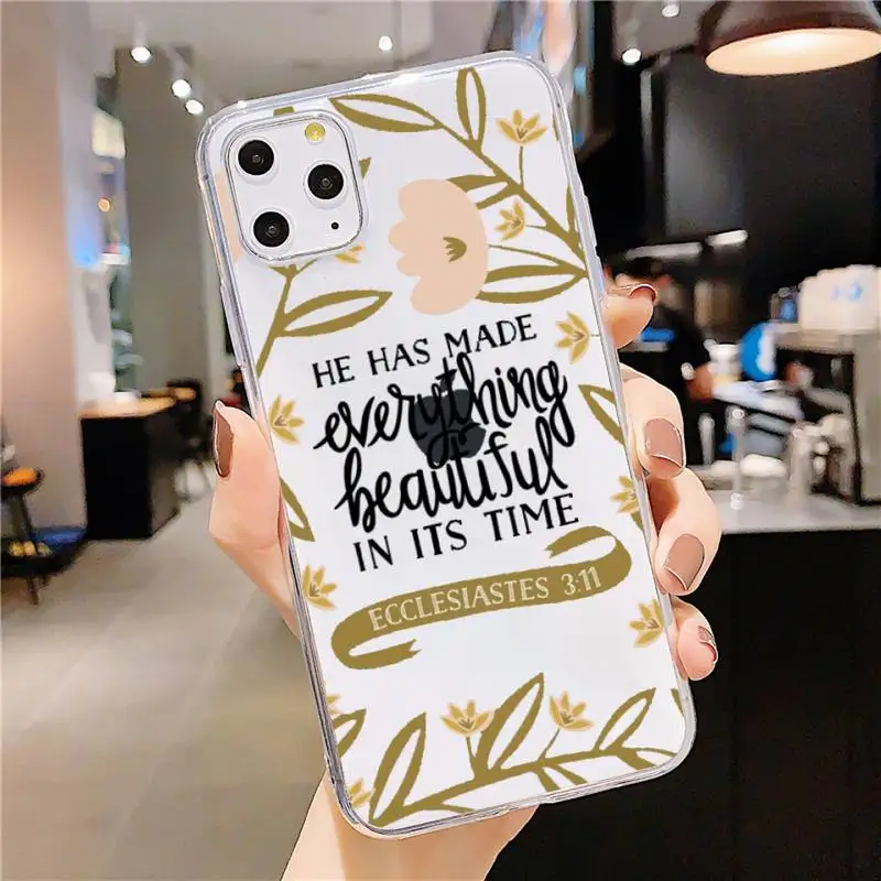 

Jesus Bible Quotes Phone Case Transparent soft For iphone 5 5s 5c se 6 6s 7 8 11 12 plus mini x xs xr pro max