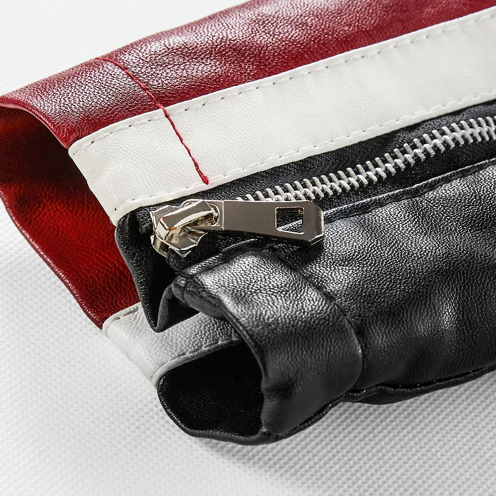 

Velvet Leather Jacket PU Jacket Coat Youth Motorcycle Color Block New Winter Leather Men's Outwear Fall Zipper Slim Coats