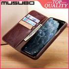 Чехол-книжка Musubo для iPhone 11 Pro Max, XS, XR, 7 Plus, 8, 6S Plus, 6, из натуральной кожи