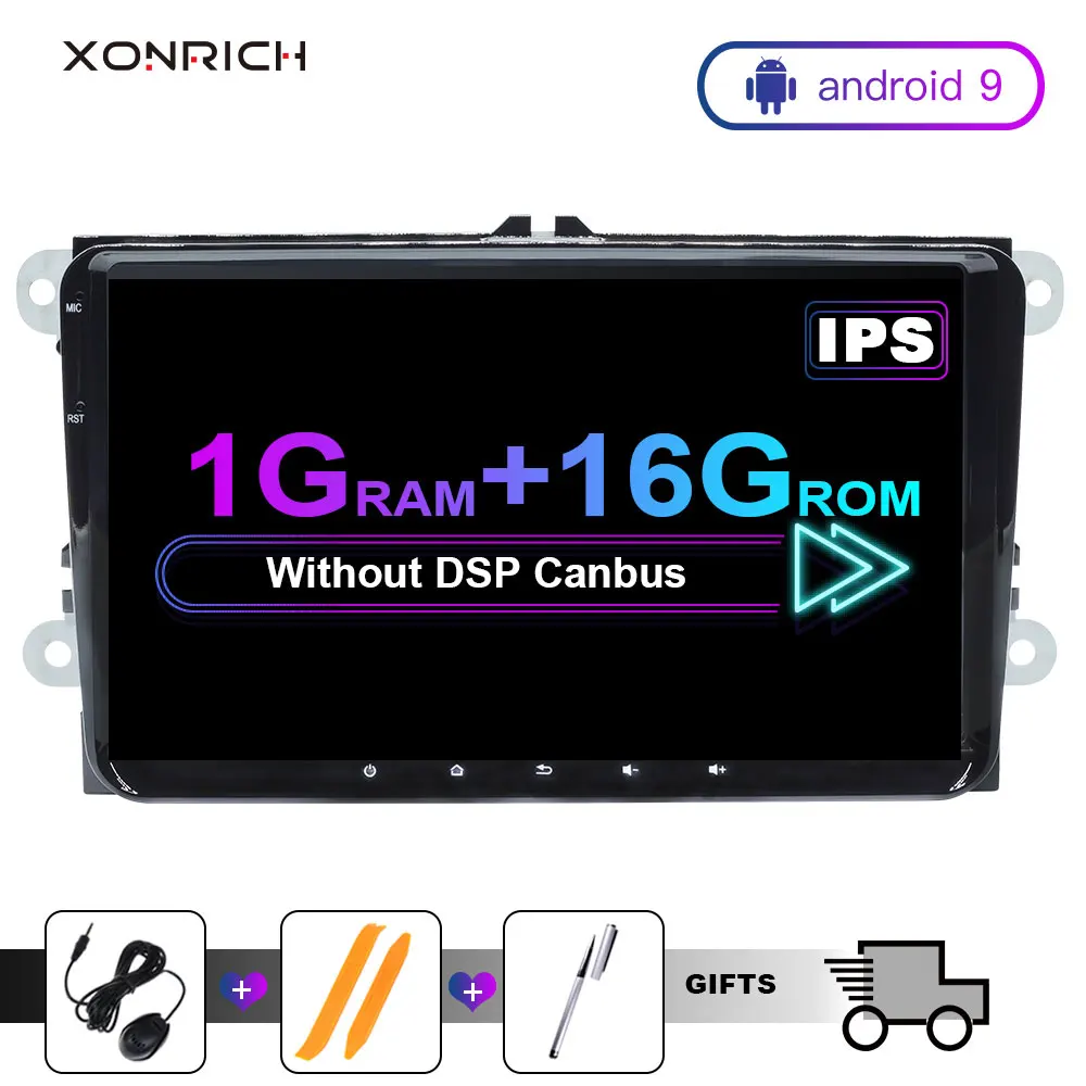 2Din Android 9 автомобильный радиоприемник Мультимедиа gps навигация для Фольксваген VW Passat B6 golf 56 JETTA SKODA Octavia2 Amarok polodvd плеер - Цвет: 1 GB RAM 16 GB ROM