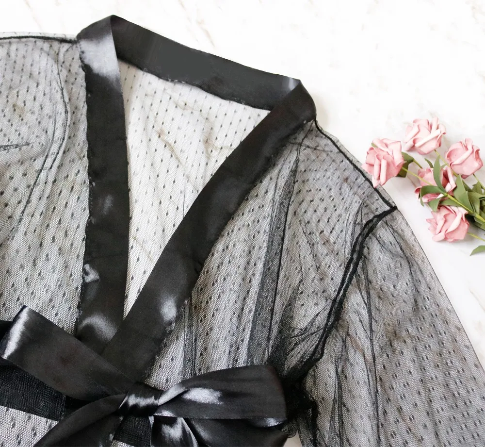 Женский перспективный халат наборы с поясом сексуальный кружевной