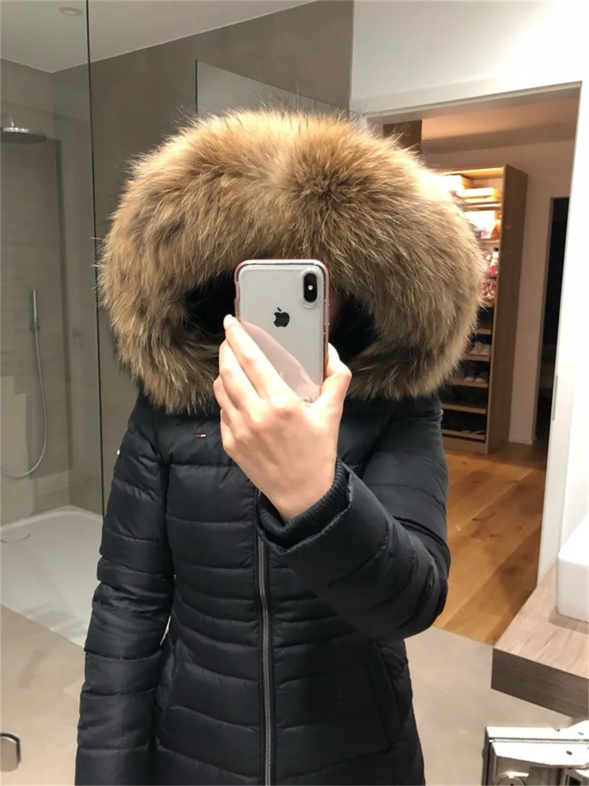 Роскошный мех енота, настоящий зимний теплый тёплый шарф-шаль, кожа, шерстяной шарф, меховой воротник, Женское зимнее пальто, меховой шарф L17