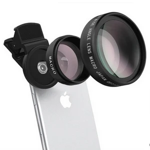 phone lens kit 0 45x wide angle 10x macro lens clip on cellphone camera without dark corner for iphone huawei for mobile phone free global shipping