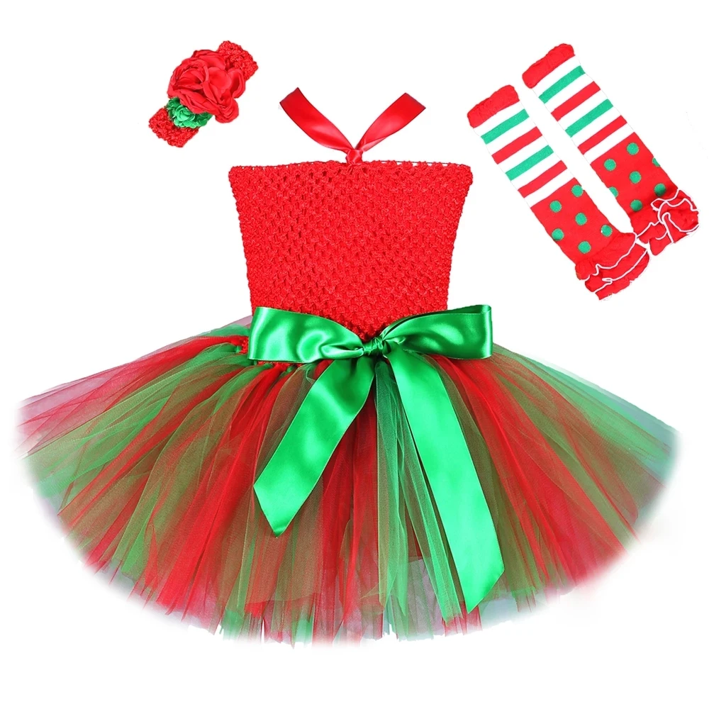 Vestido de elfo de Navidad para niñas, falda de tutú de Año Nuevo para bebés, disfraz de fiesta de Feliz Navidad, actuación