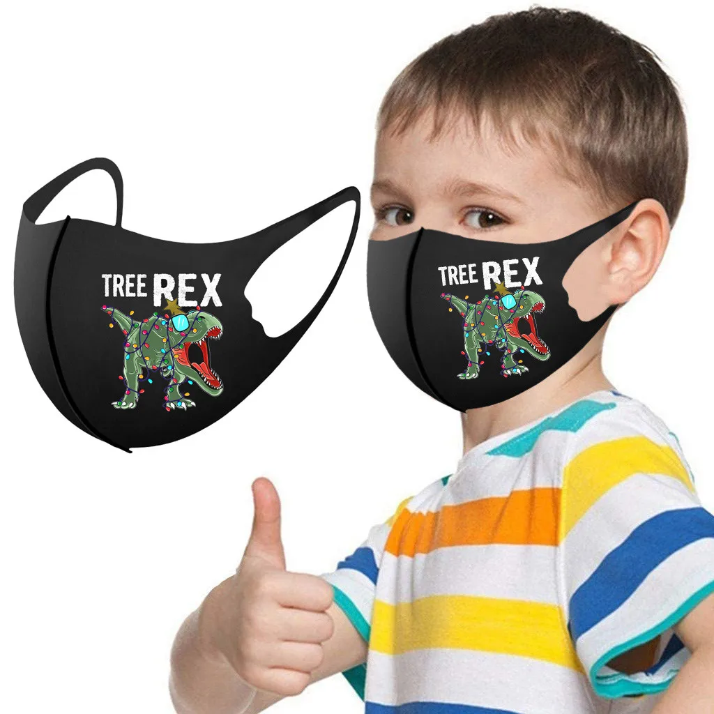 Многоразовая маска для лица с мультяшным динозавром детская защиты детей