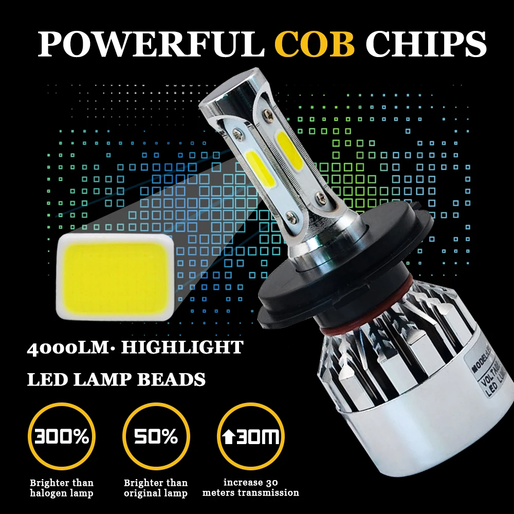 2 шт. LED H7 H4 H1 H3 H11 H8 H9 H13 9005 HB4 HB3 9006 9007 881 лампа для автомобильных фар 72 Вт 8000lm 6500 к