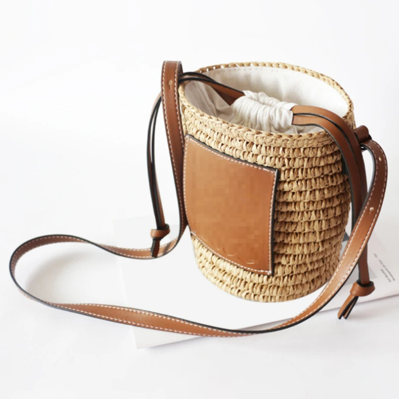 

Online Celebrity with Woven Straw Bucket Bag Shoulder Diagonal Bag Small Mobile Phone Bag 2021 New Female Bag