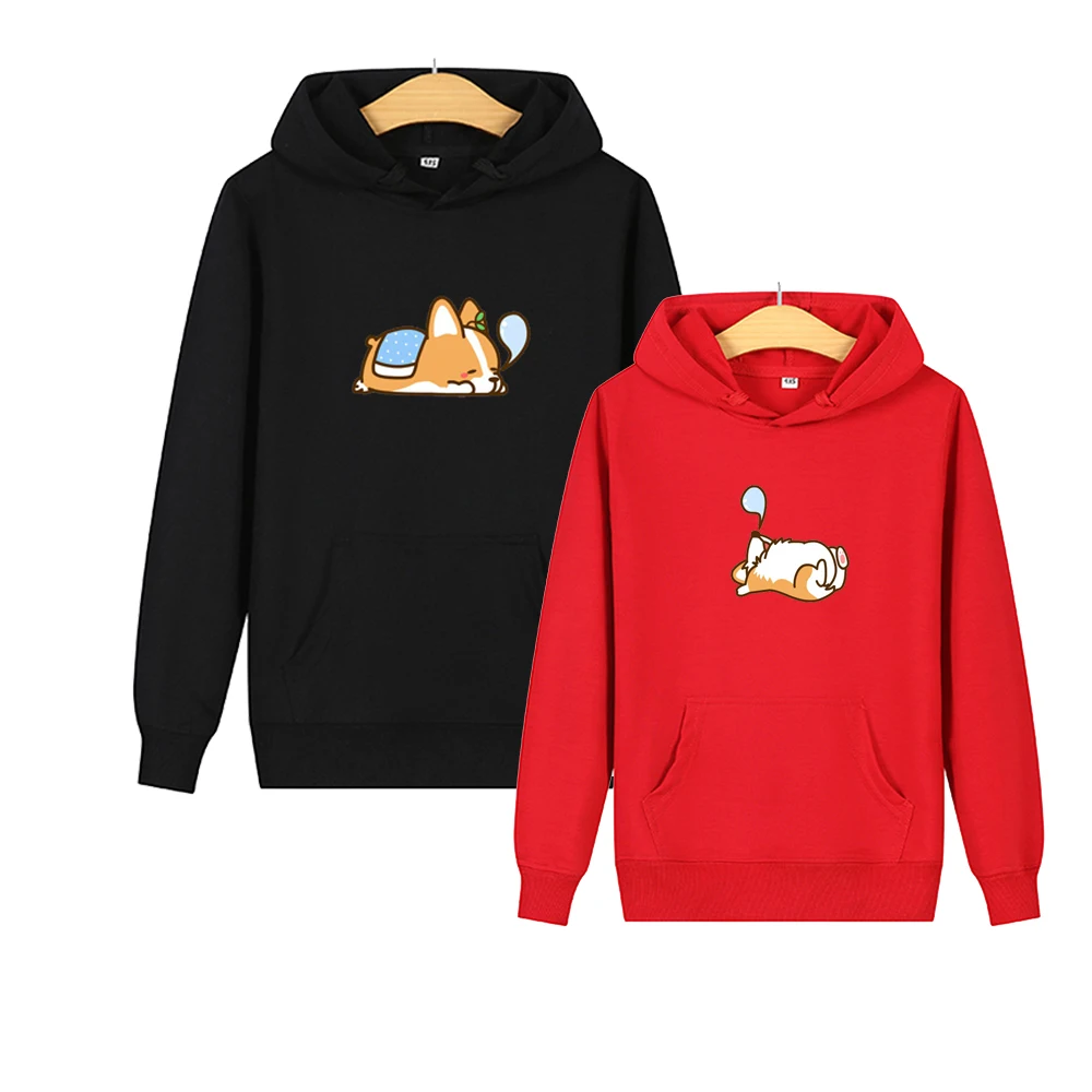 Толстовка с капюшоном для мужчин и женщин свитшот принтом милой собаки Корги в