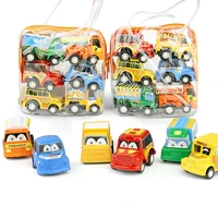 6pcs pull back car toys mobile machinery shop construction vehicle fire truck taxi model cute baby mini cars gift children toys