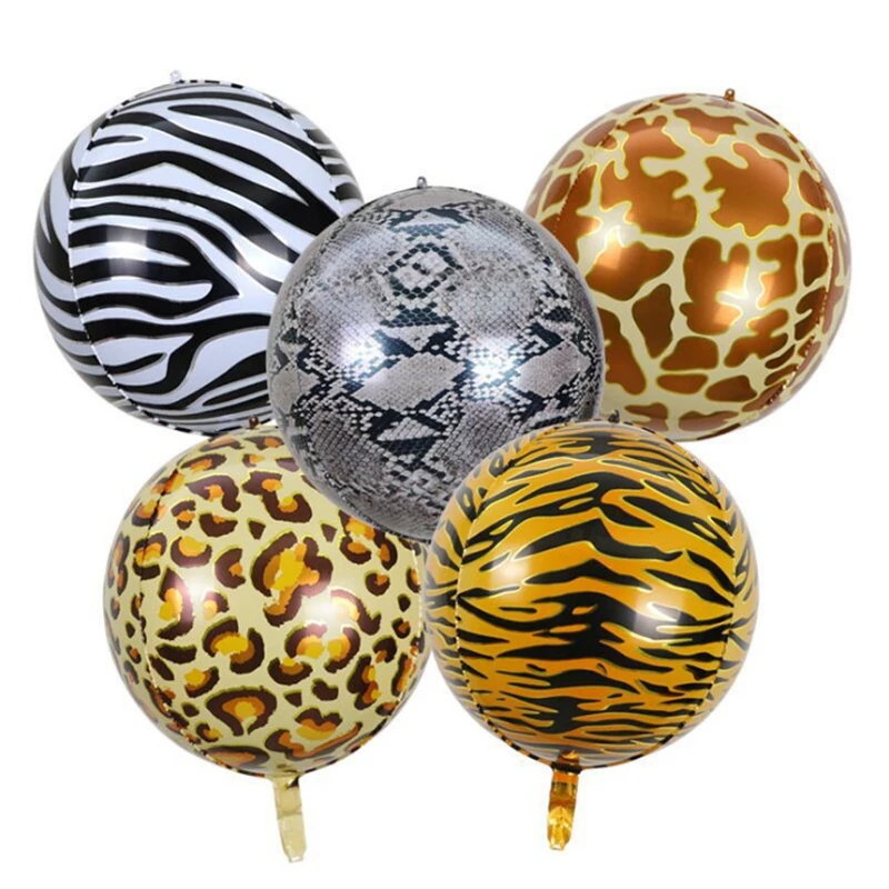 22 inch 4D aluminum film balloon tiger pattern leopard animal round foil party decoration | Дом и сад