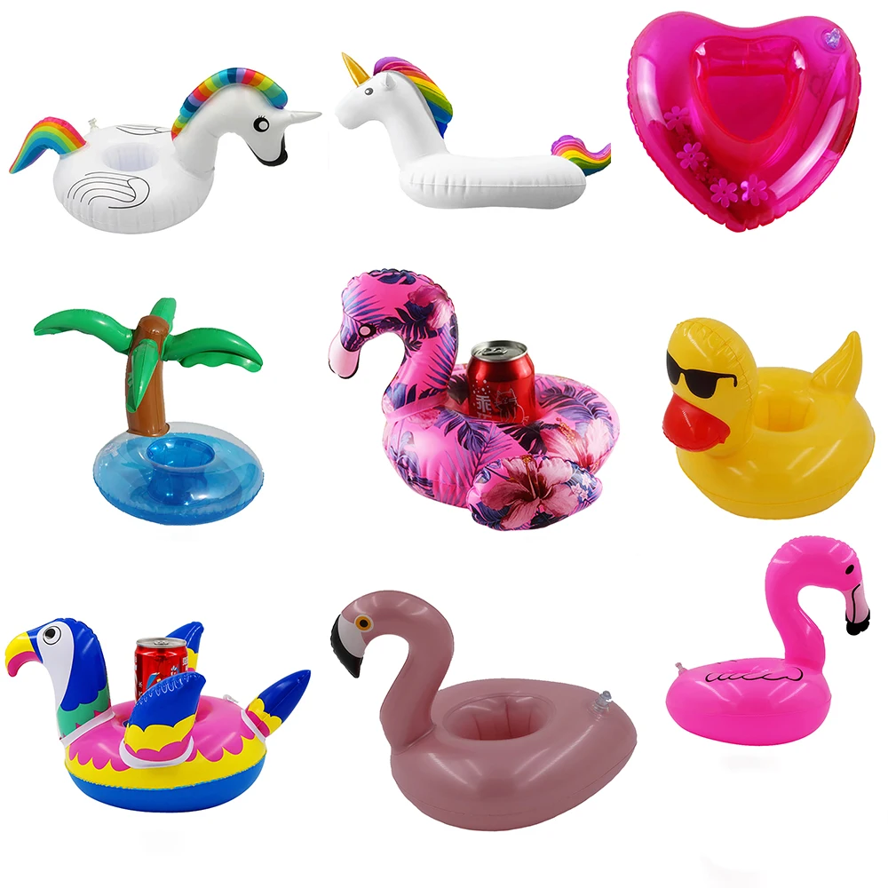 

Mini Water Coasters Floating inflatable cup holder Swimming pool drink float toy inflatable circle Pool Coasters Swan Flamingo