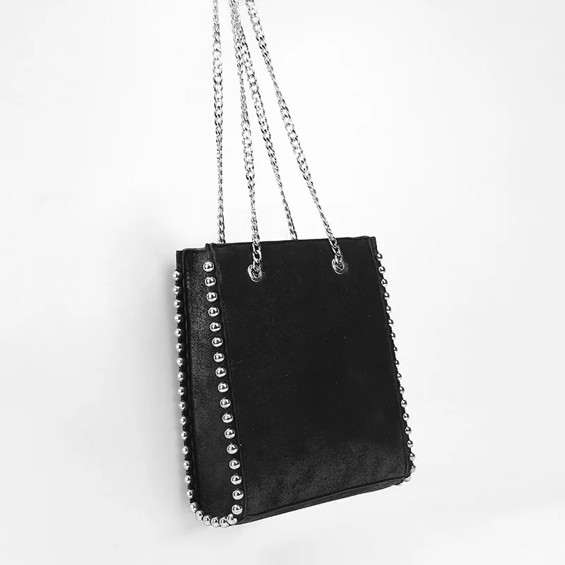 

Bags of Women 2021 Ladies New PU Leather Solid Color Studs Shopping Bag Tote Women's Bag Casual Shoulder Bag Chain Handbag