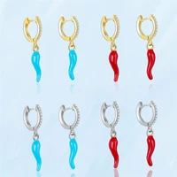 2021 new fashion unusual design dangle earrings for women korean style piercing fine red blue chili earrings jewelry accessories