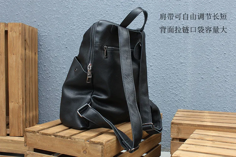 Рюкзак женский из натуральной кожи роскошный черный модный дизайнерский мягкой