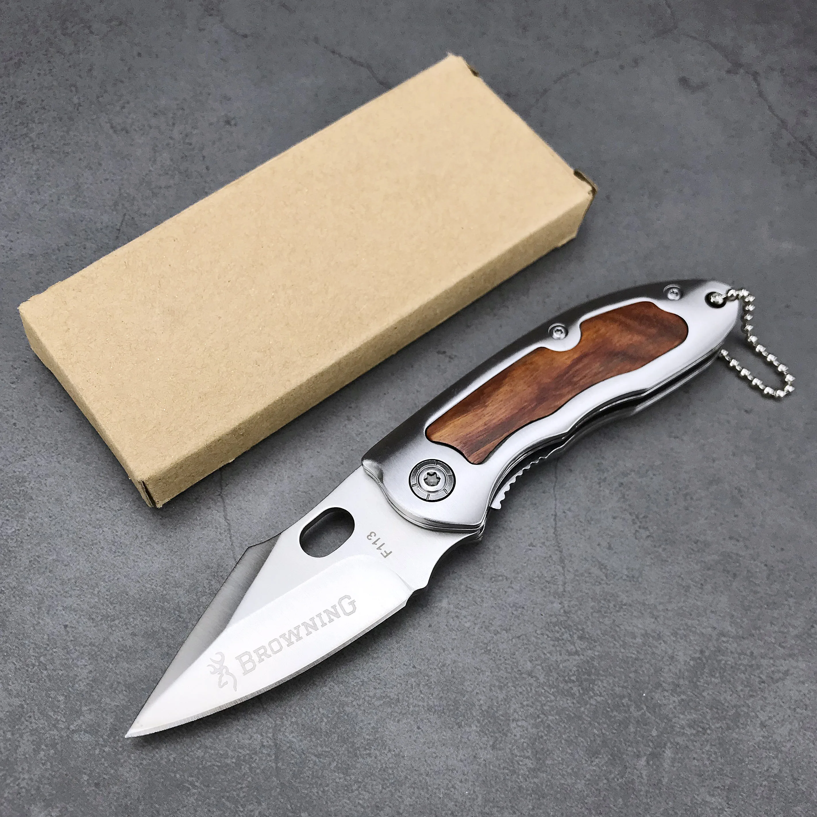 

New EDC Tactical Folding Blade Edge Pocket Cleaver Knife Wood Handle Self Defense Hunting Camping Outdoor Pocketknife