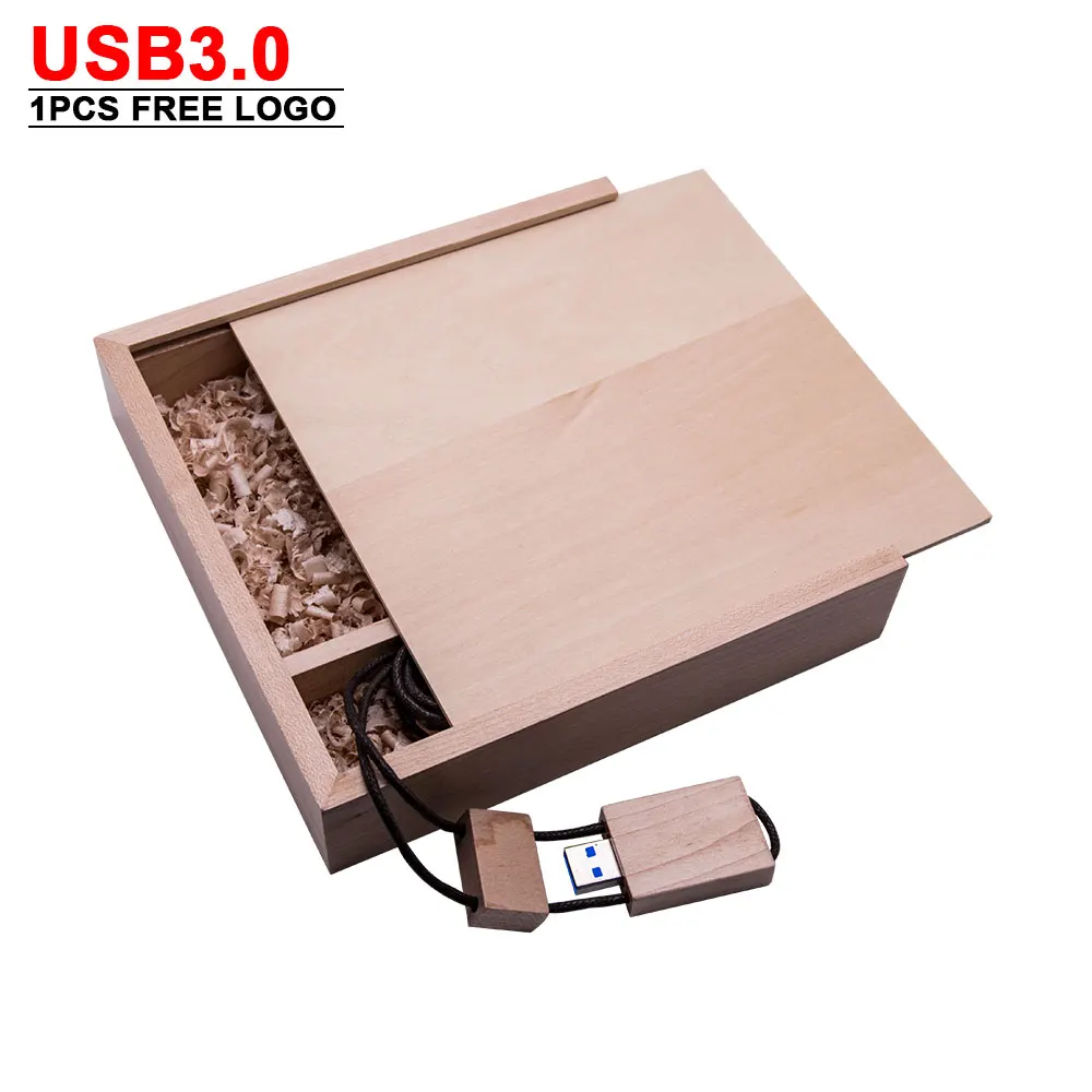 Деревянный фотоальбом с бесплатным логотипом Usb + коробка флеш накопитель USB 3 0 на