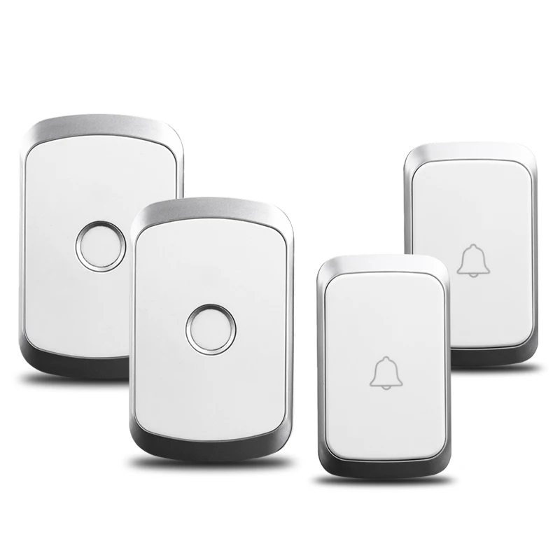 2 button 2 receiver CACAZI, умный беспроводной дверной звонок, водонепроницаемый аккумулятор, 1, 2 кнопки, 1, 2 приемника, США, ЕС, Великобритания, AU, вилка, Домашний Беспроводной звонок, звонок, колокольчик - Цвет: 2 button 2 receiver
