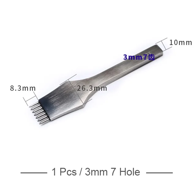 3mm 7 Hole Крепкий круглый кожаный дырокол, строчка, ручная работа, штамповка для толстого ремня, дырокол, рукоделие, инструмент для шитья - Цвет: 3mm 7 Hole