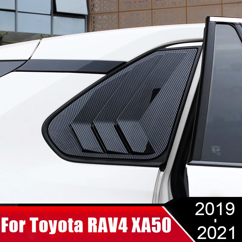 

For Toyota RAV4 RAV 4 XA50 2019 2020 2021 Carbon Rear Triangle Window Blind Shutter Cover Trim BLACK ABS Plastic Accessories