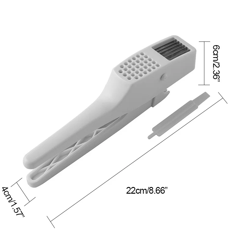 

Garlic Press & Slicer Tool Slicing and Grinding Plastic White/Gray Garlic Press Fruit and Vegetable Cooking Tools