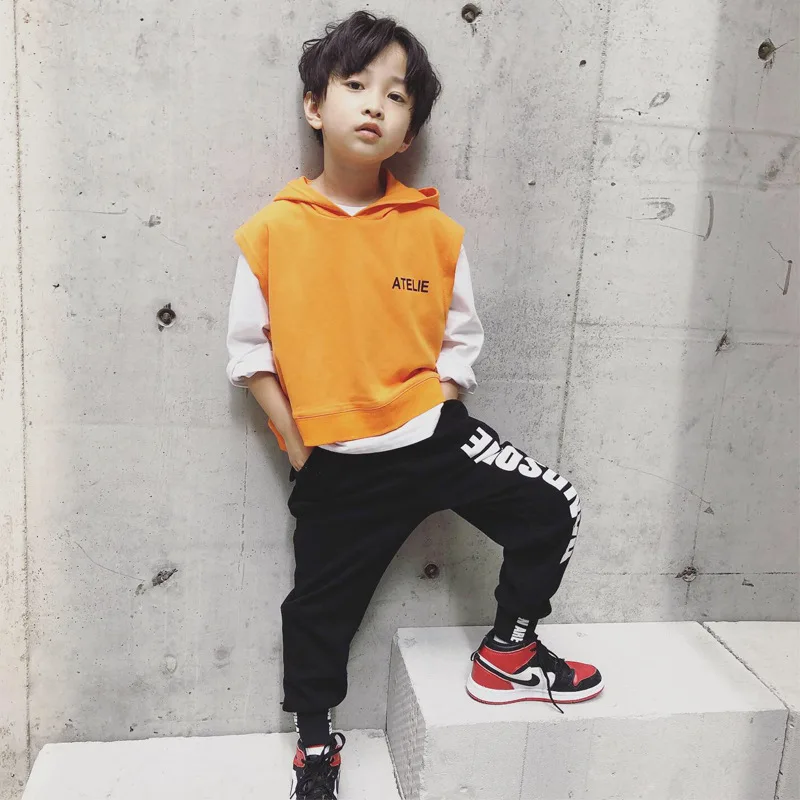 Boys autumn suit three-piece 2019 new children's sports big boy foreign Korean version of the tide | Детская одежда и обувь