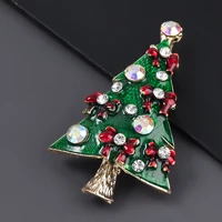 merry christmas tree rhinestone alloy brooch oil dripping pins cute girl friends brooches accessories children party gifts
